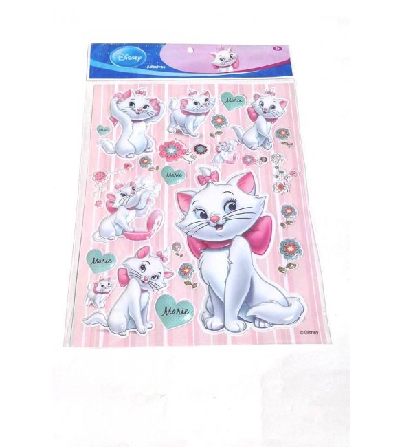 Cartela de Adesivos Alto Relevo Marie Disney